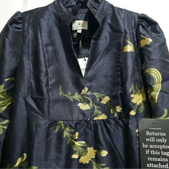 NWT - Tuckernuck - XS - Navy Jasmine Vine Jacquard Formal Palmerston Dress $228 - Picture 9 of 13